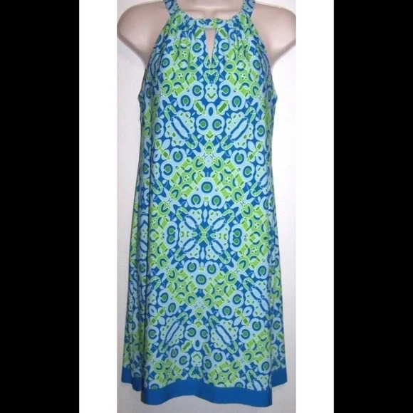 Just TAYLOR sz 6P dress blue/Grn/White sheath - Picture 2 of 9